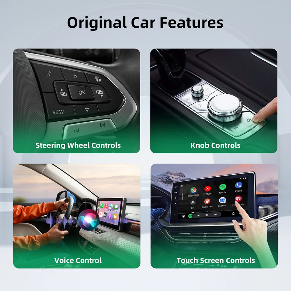 Mini Wireless 2 in1 Carplay Adapter for Android iPhone Auto Wired to Wireless AI Box USB C