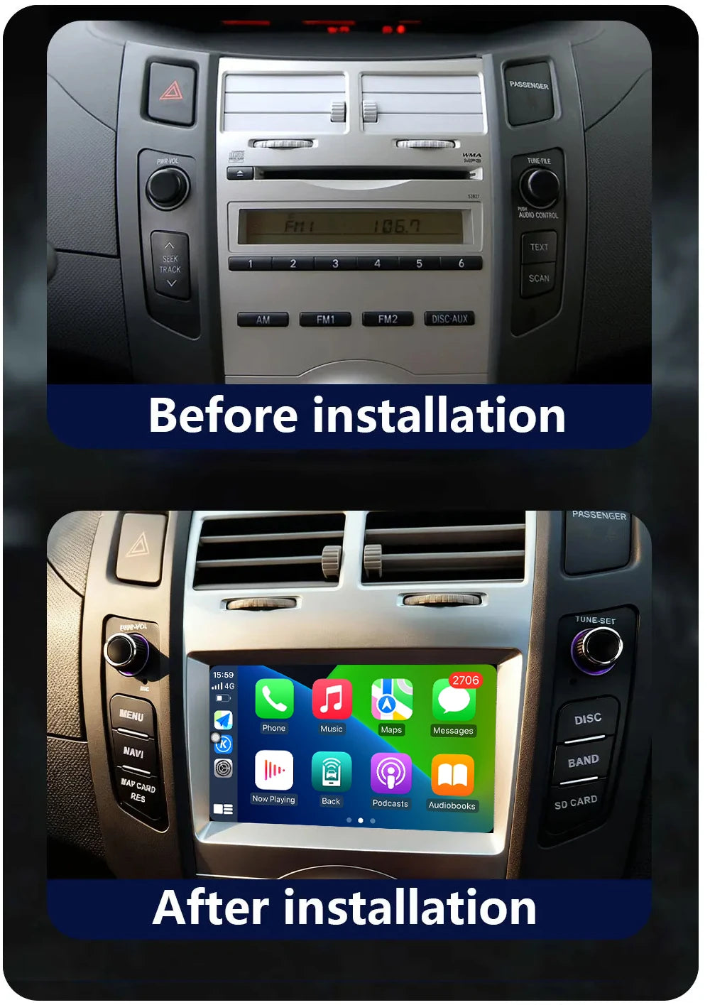 Android 16 6.2inch For Toyota Yaris XP90 Vitz Platz 2005-2012 Radio Carplay Car Multimedia