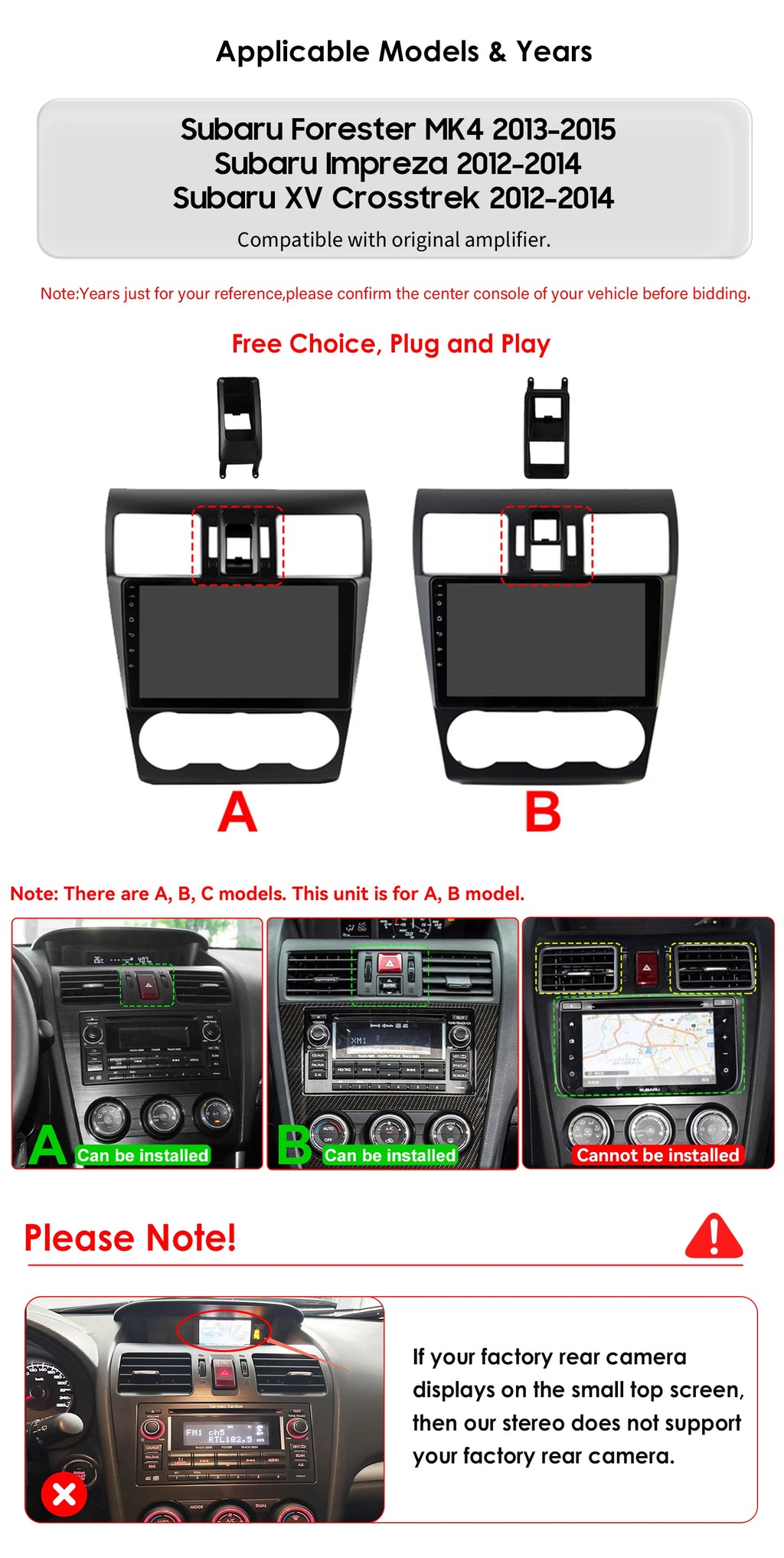 4G DSP Carplay Android 14 Car radio For Subaru Forester MK4 Impreza XV Crosstrek 2012-2014