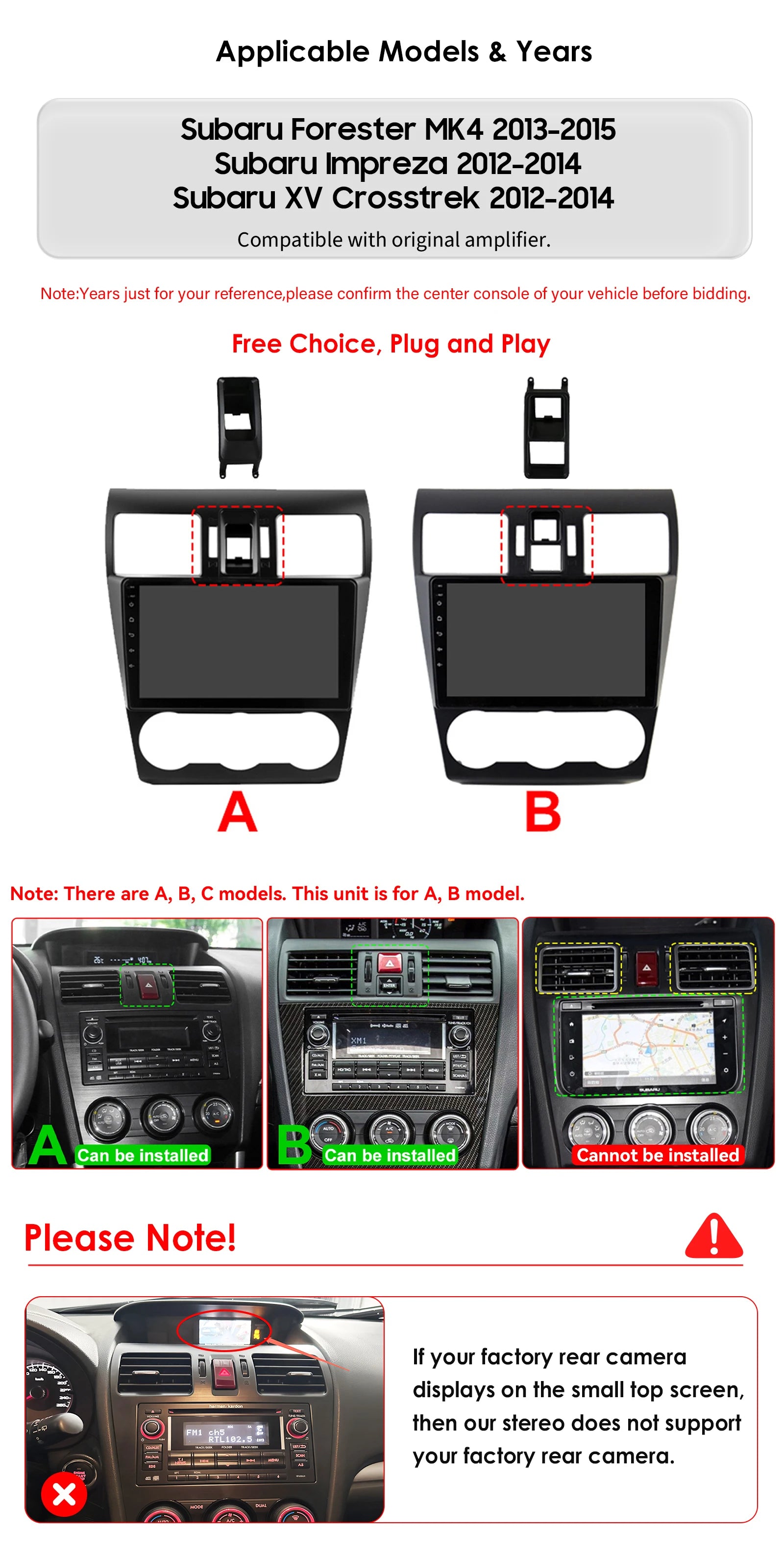 4G DSP Carplay Android 14 Car radio For Subaru Forester MK4 Impreza XV Crosstrek 2012-2014