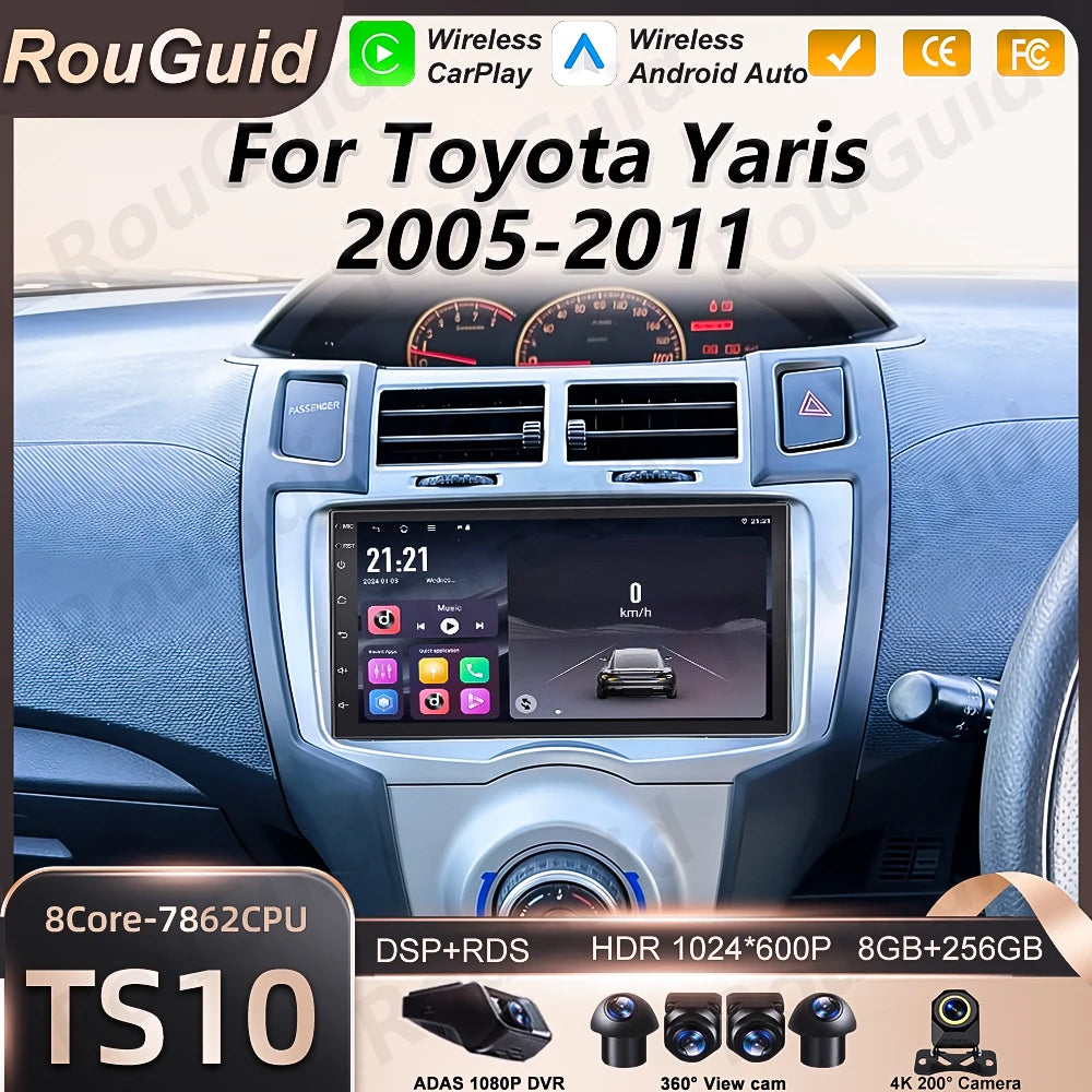 Carplay Android 16 For Toyota Yaris 2005 2006 2007 2008 2009 2010 2011 Multimedia Player B | AUTOKITSHOP