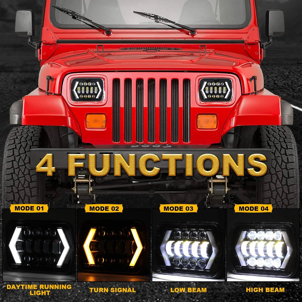 HYNBYZJ 320W 7x6'' 5X7" Waterproof LED Headlight White DRL Amber Turn Signal for Jeep YJ C