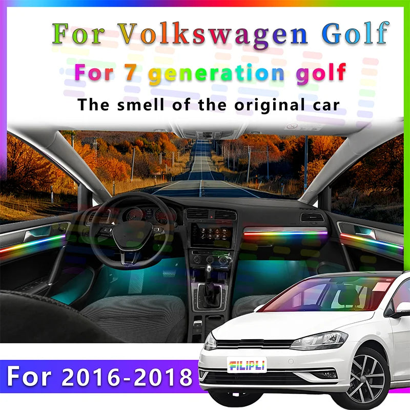 For VW Golf 7 MK7 2016-2018 Elite Stealth Acrylic Vehicle LED Interior Ambient Strips RGB Mobile ... | AUTOKITSHOP