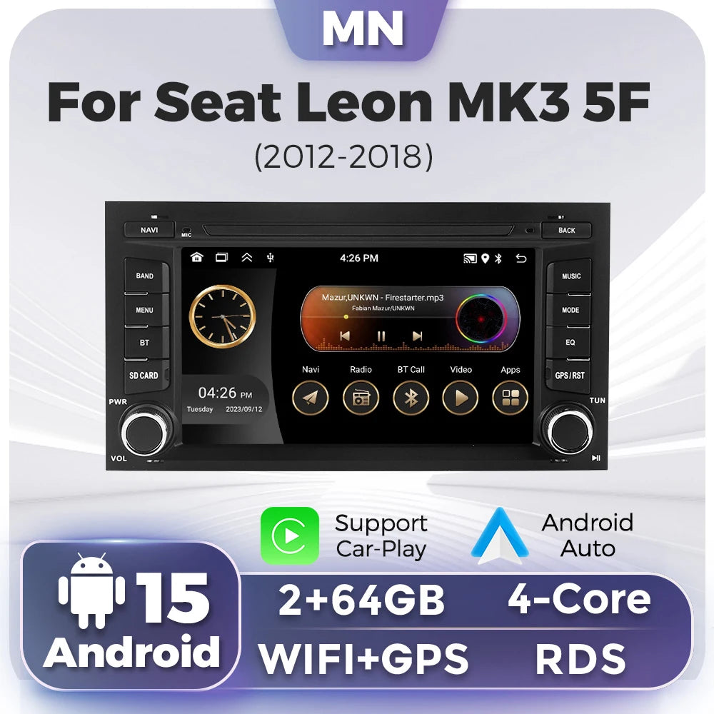7" Android 13 Car Radio for Seat Leon MK3 5F 2012 - 2018 CarPlay Stereo Multimedia Video P | AUTOKITSHOP