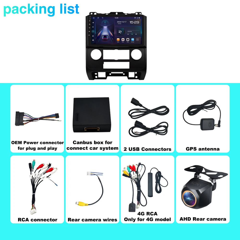 Android 15 For Ford Escape 2007-2012 Car Android Auto Radio Stereo Head Unit Multimedia Pl
