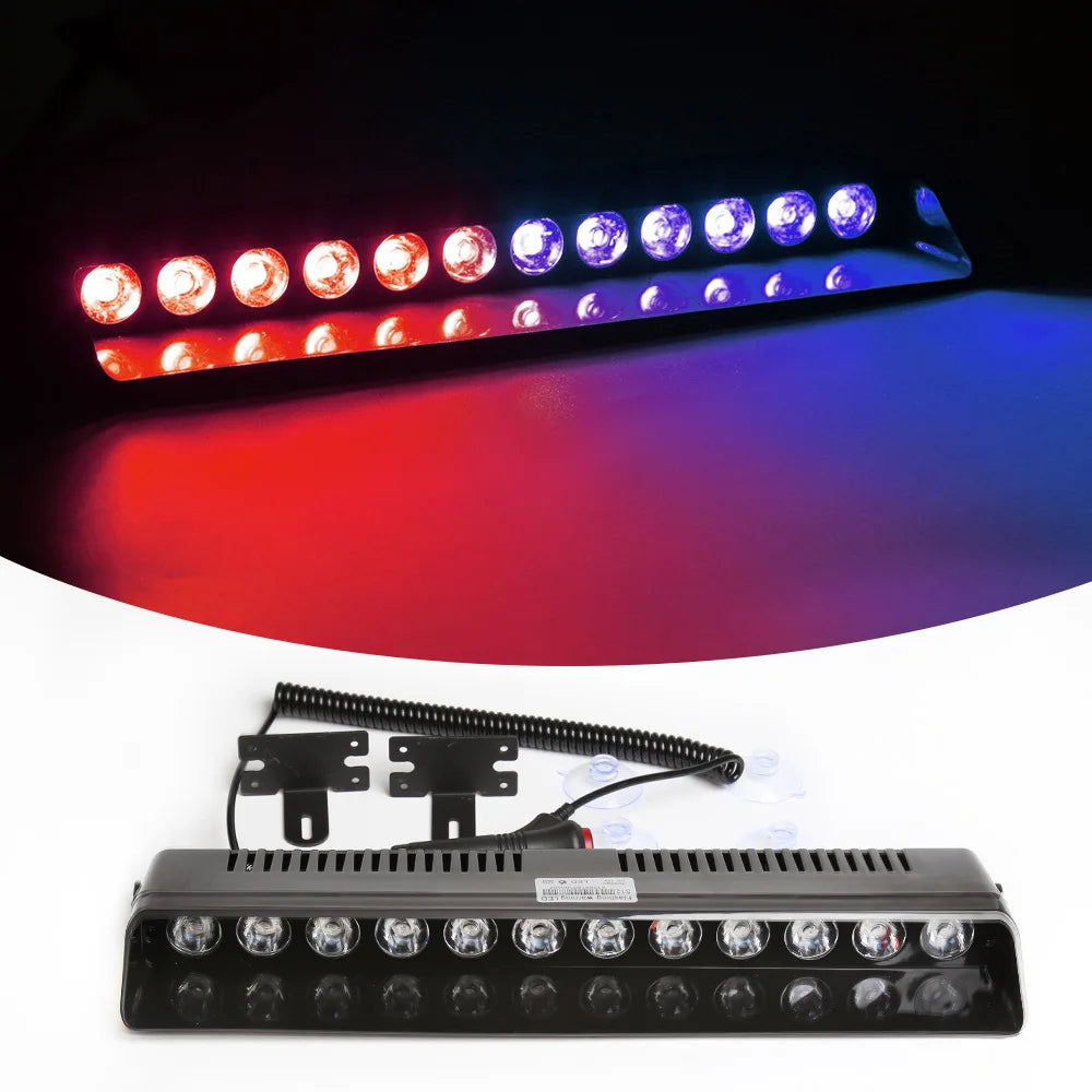 12 LED Strobe Warning Alarm Light Auto Warning Lamp Window shield Flashing Emergency Sucke | AUTOKITSHOP