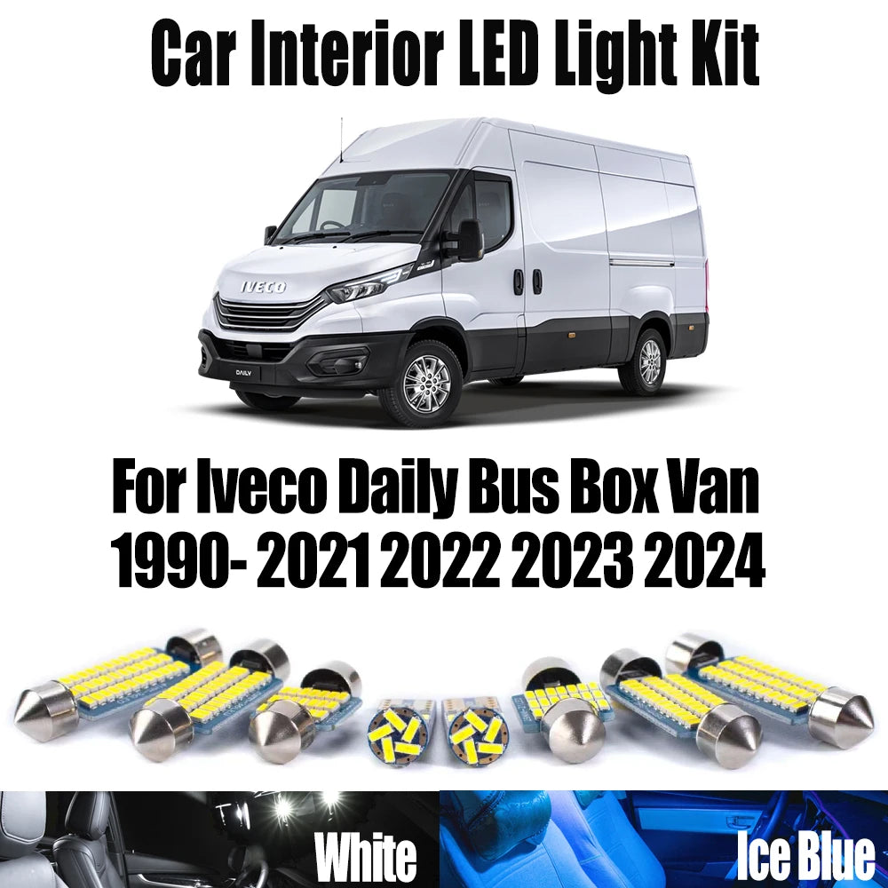 LED Interior Light Kit for Iveco Daily Bus Box Van 1990- 2020 - Canbus Dome Map Door Trunk Bulbs | AUTOKITSHOP