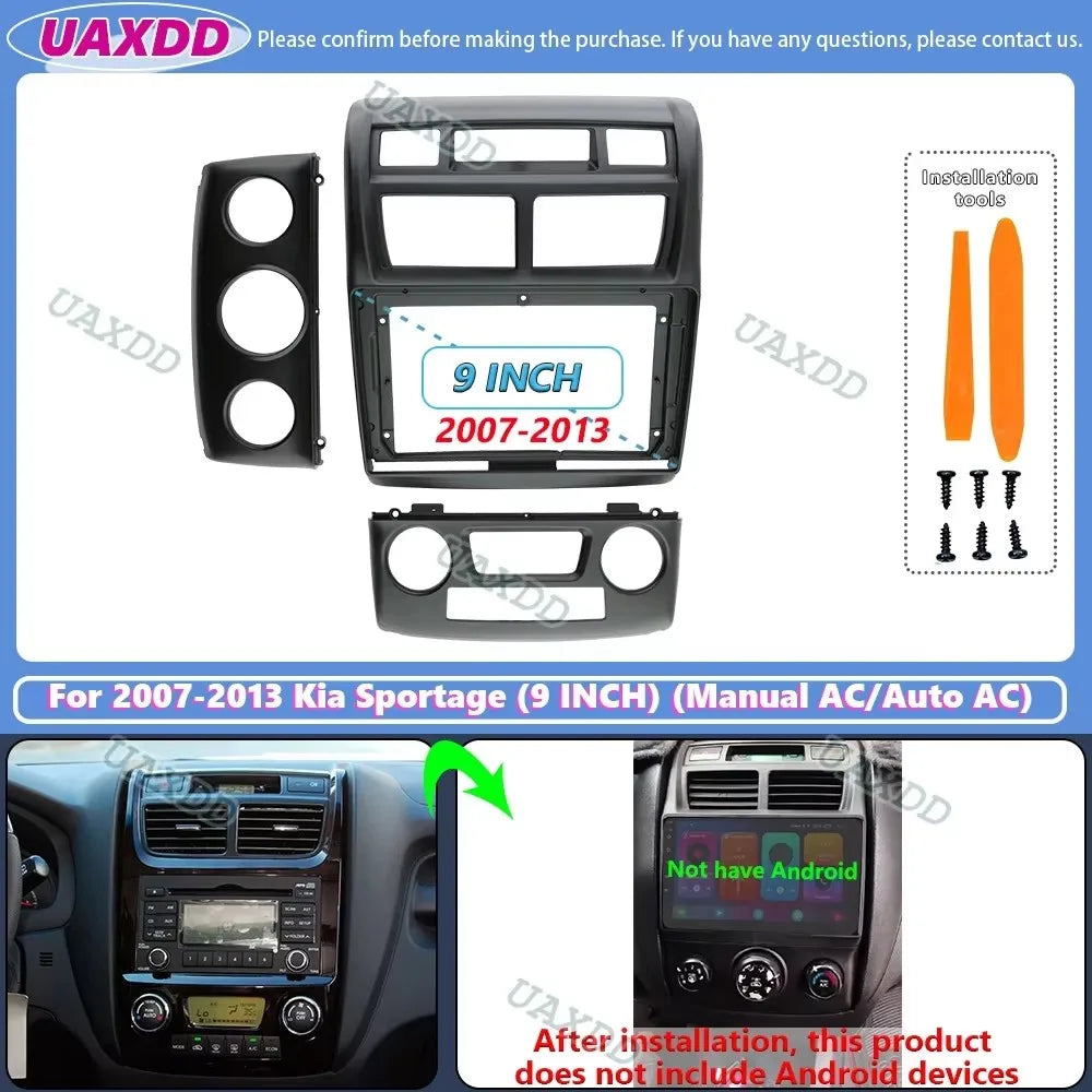 For 2005-2013 Kia Sportage 9INCH 2 Din Car stereo radio Android frame panel fascia cable v