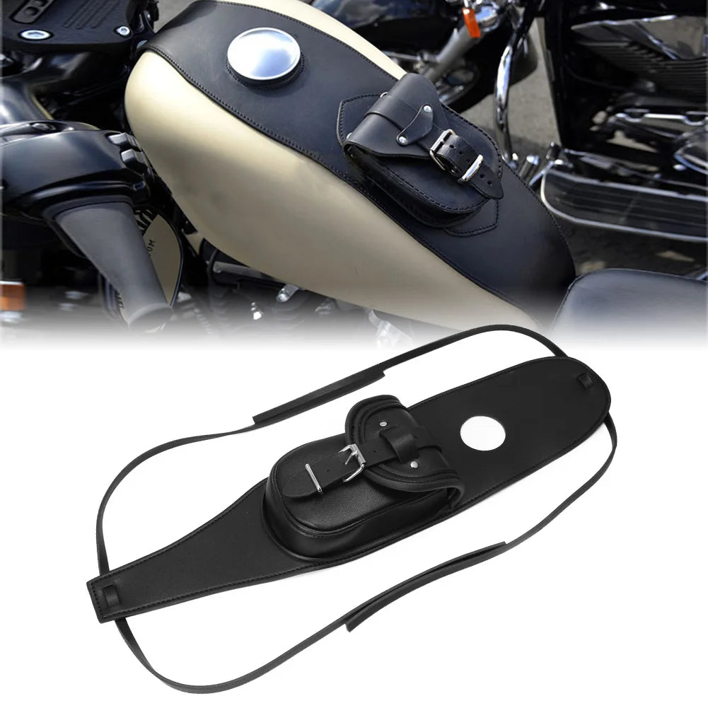 Motorcycle PU Leather Fuel Gas Tank Dash Console Center Pouch Bag Pad Cover For Harley Sportster - Automotive LED Light