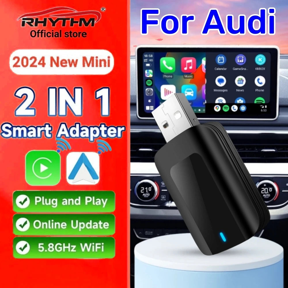 Wireless Adapter CarPlay Android Auto 2in1 Smart Dongle Play&Plug For Audi A3 A4 Q2 R8 TT  | AUTOKITSHOP