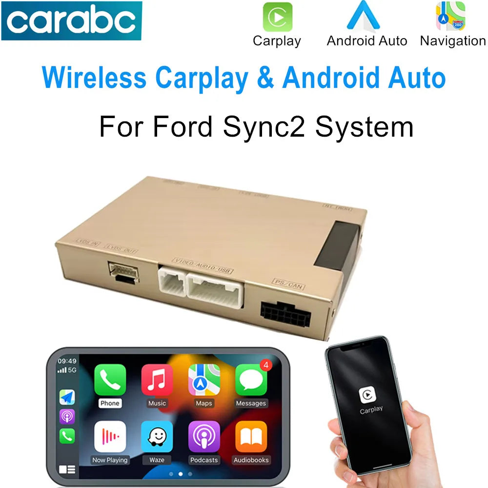 CARABC Wireless Carplay Android Auto Decoder Box For Ford Sync2 System Explorer Focus Fies