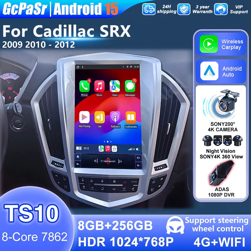 9.7'' Android 15 Head Unit For Cadillac SRX 2009 - 2012 Android Auto 8 Core Carplay Multim
