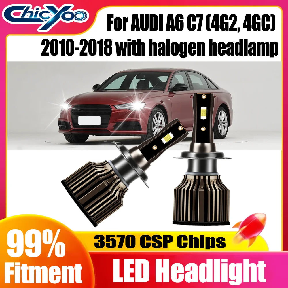 2X CSP Chips Car Turbo Light 6500K White 20000LM 120W LED Headlight For AUDI A6 C7 (4G2, 4