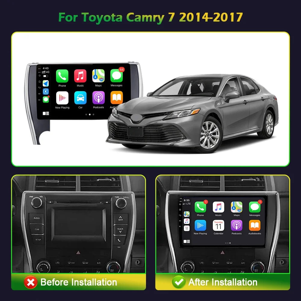 Multimedia Video Player For Toyota Camry 7 2014 - 2017 Car GPS Navigation Radio Carplay 5G