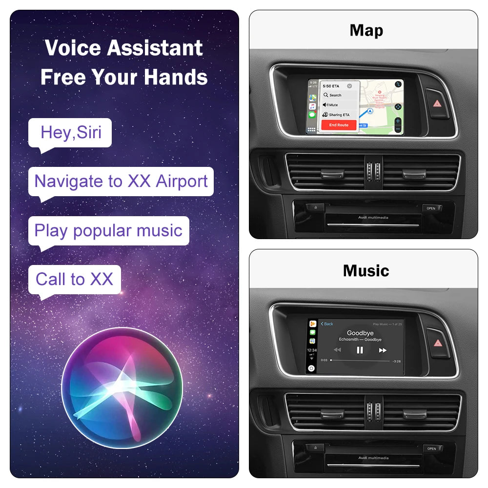 Wireless CarPlay for Audi Q5 2009-2017,Support Android Auto MirrorLink Air Play Siri Origi | AUTOKITSHOP