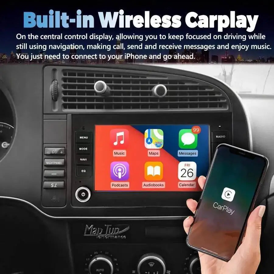 Navirider CarPlay For SAAB 9-3 93 2005 - 2008 WIFI 4G Wireless BT GPS Navi Android 15 Scre
