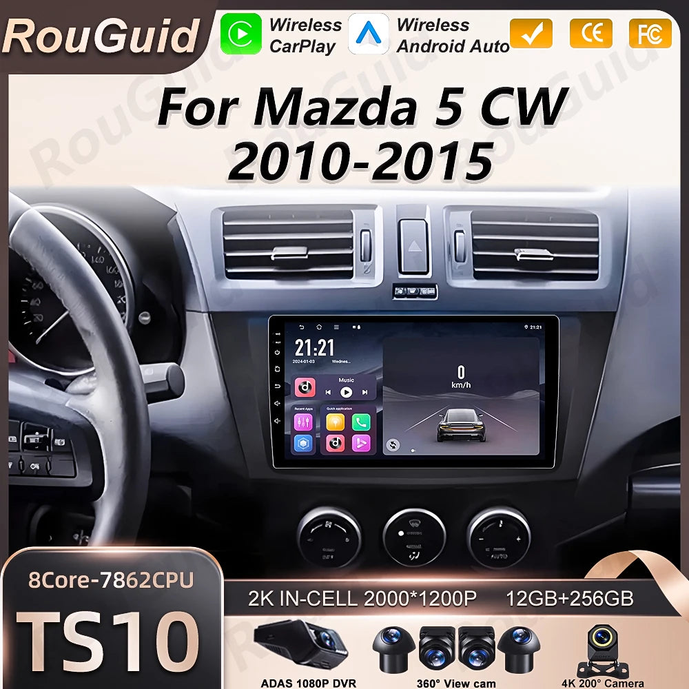 Android 16 Carplay For Mazda 5 CW 2010 2011 2012 2013 2014 2015 5G Bluetooth Head Unit GPS | AUTOKITSHOP