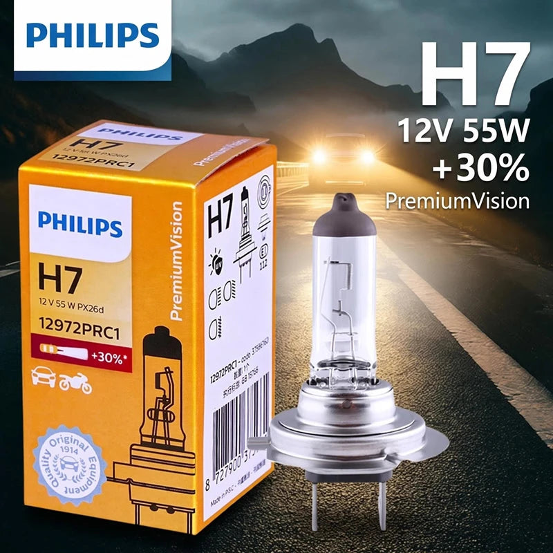 Philips Vision H7 12V 55W PX26d +30% Brighter Original Light Car Halogen Headlight Auto Ge