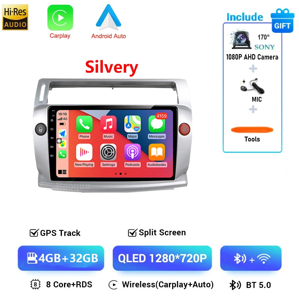 Android 16 For Citroen C4 C-Triomphe Quatre 2004-2014 Navigation GPS Multimedia Car Radio