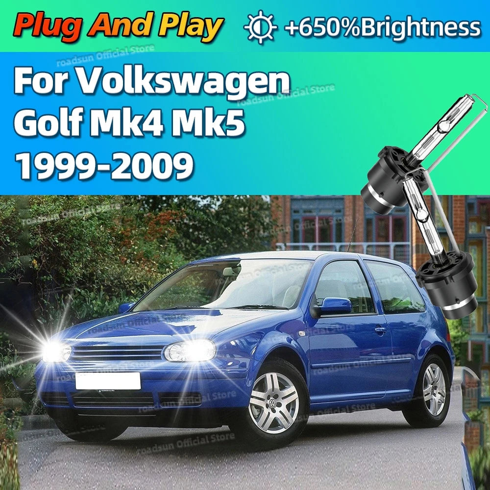 HID D2S 35W Xenon 6000K Auto Lamp Car Headlight Bright White For Volkswagen Golf Mk4 Mk5 1