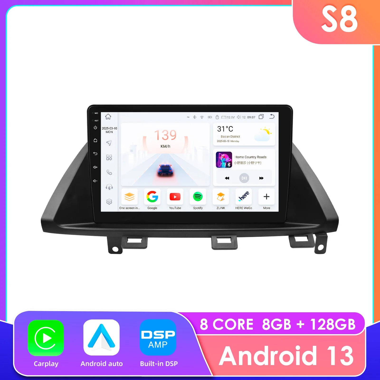 12.3" Car Radio GPS for Honda Odyssey 2005-2010 - Android Carplay 4G-LTE WIFI 360 Camera RDS Stereo