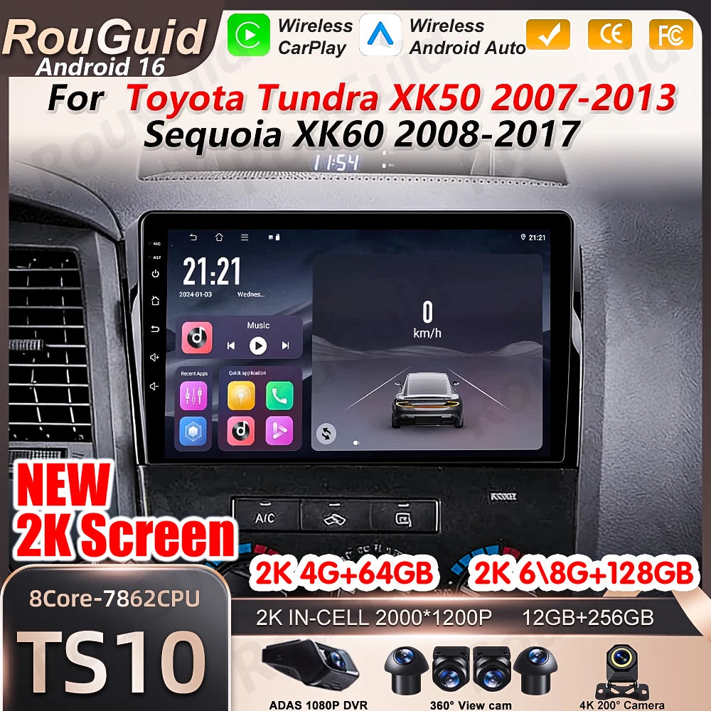 Android 16 Auto Car Radio For Toyota Tundra XK50 Sequoia XK60 2007 2008 2009 2010 2011 - 2 | AUTOKITSHOP