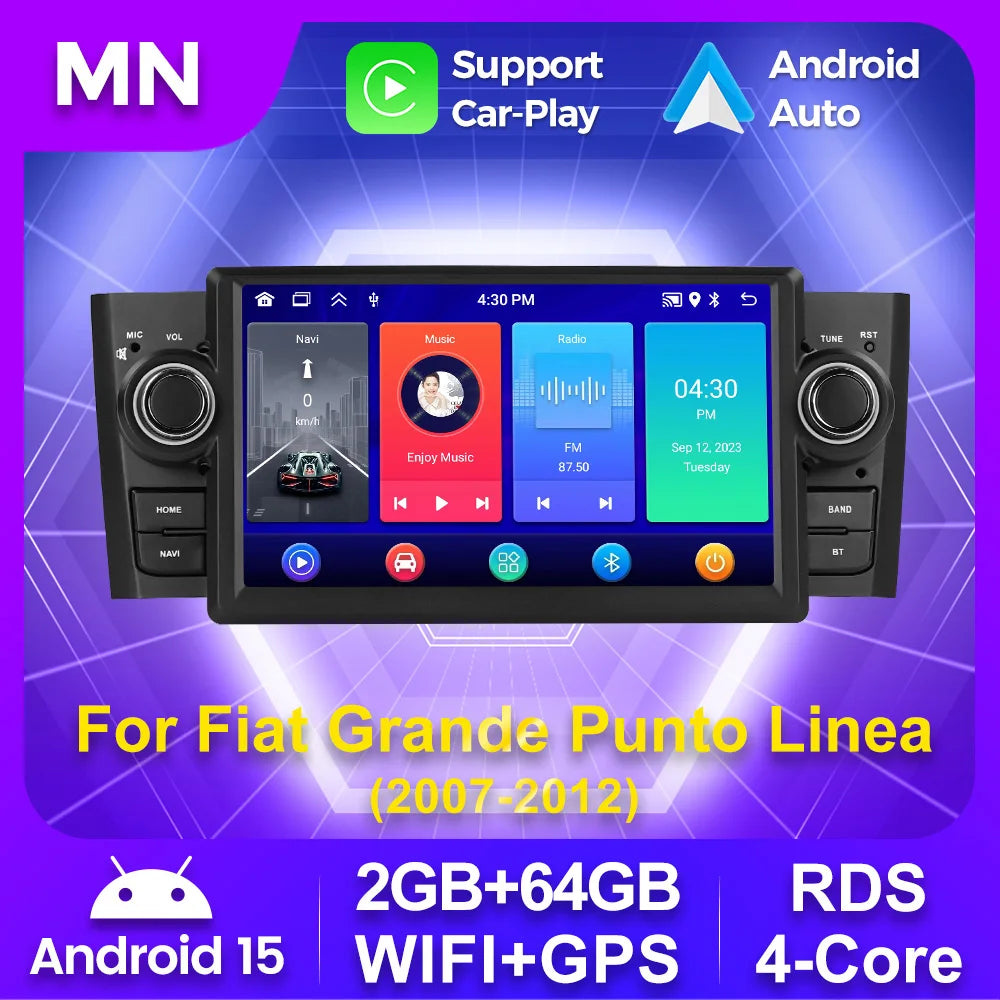 7'' Android 1 Din Car Multimedia Player for Fiat Grande Punto Linea 2007 2008 2009 2010 20 | AUTOKITSHOP