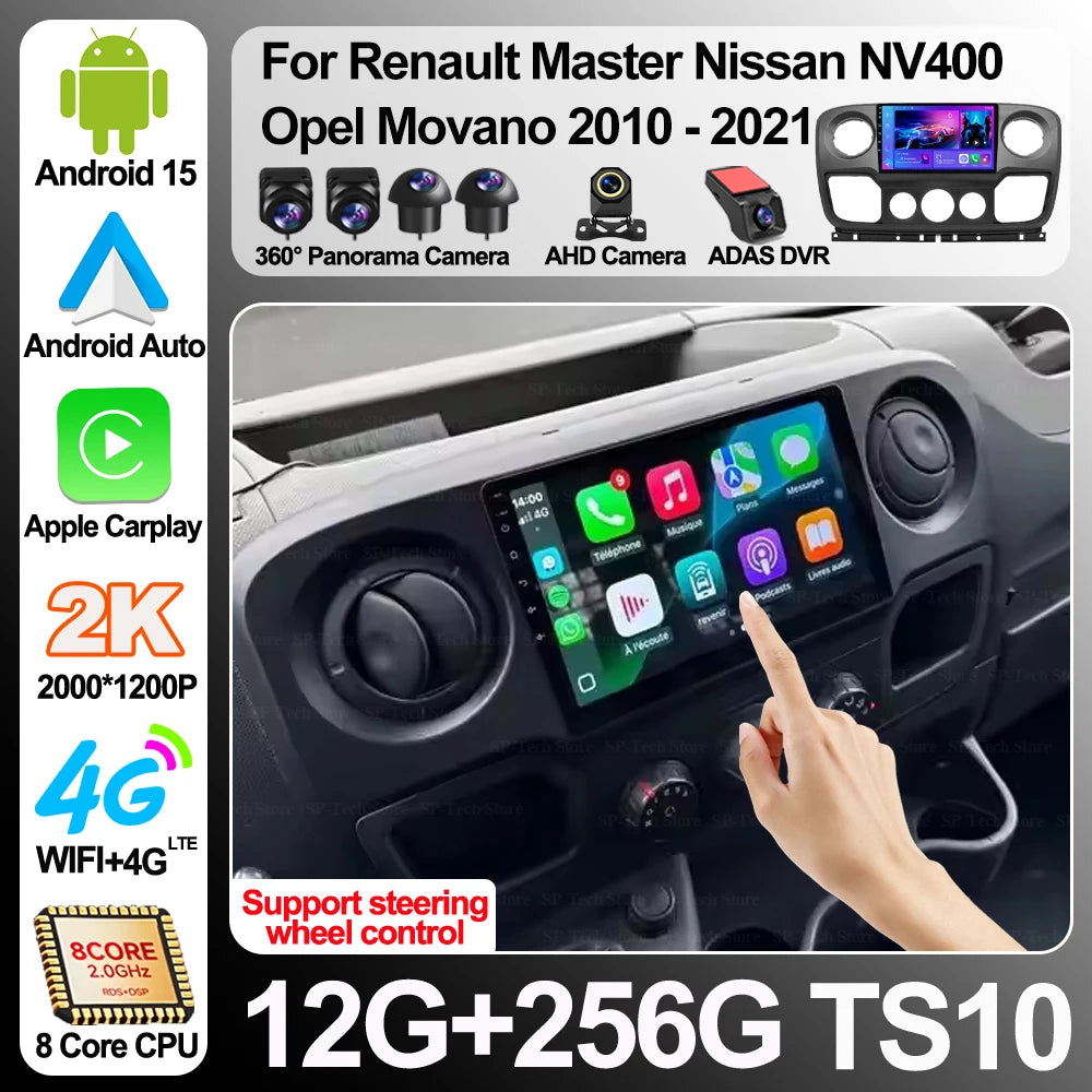 Android 16 Multimedia For Renault Master Nissan Nv400 Opel Movano 2010 - 2021 Car Player G | AUTOKITSHOP