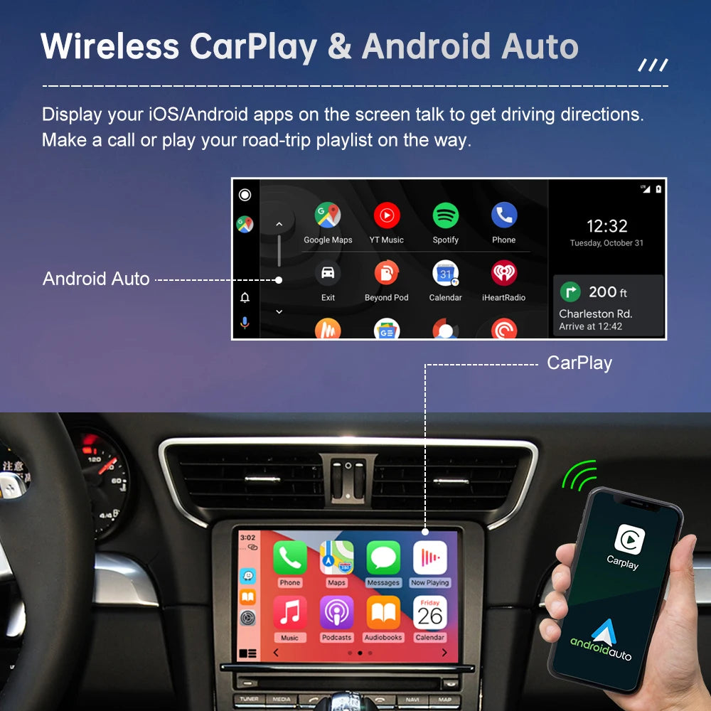 Road Top Wireless Carpaly for Porsche 911 918 PCM 3.1 System Support Android Auto Rear Cam