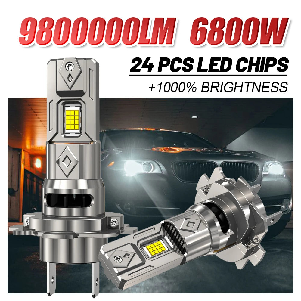 H7 LED Headlight Bulb Mini Wireless 6800W 9800000LM 6000K for Car Headlamp Auto Diode Lamp