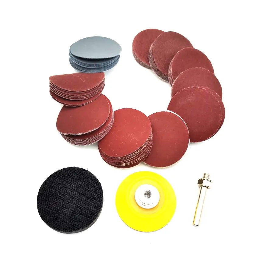 2" Sanding Disc Sand Paper Hook Loop Sander+Backer Pad+M6 Drill Adapter