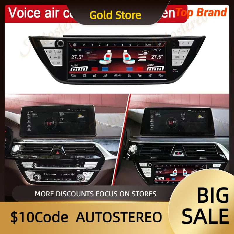 Car Digital AirCon AC Panel For BMW 5 G30 G31 BMW 6 G32 6GT Touch LED Air Conditioner Scre