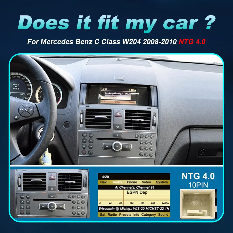 Nunoo Linux Car Multimedia Player Screen For Mercedes Benz C Class W204 2008-2010 Auto Rad