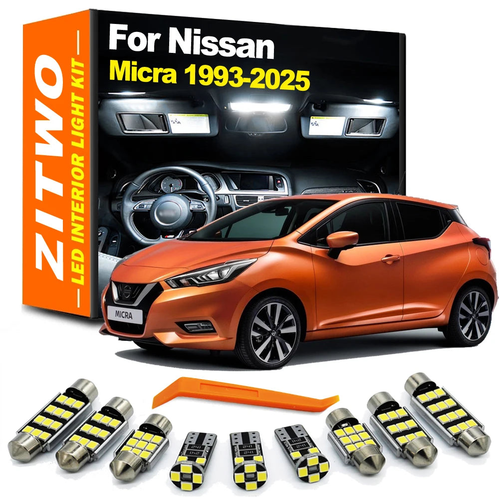 Car Bulb Accessories LED Interior Light Plate Lamp Kit For Nissan Micra K11 K12  for Nissan K11 K14 K13 1993-2019 - Canb