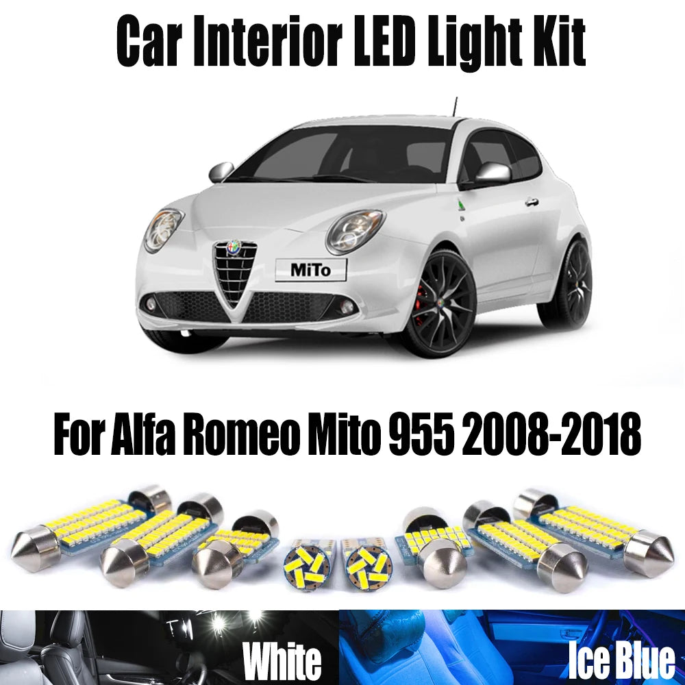 10-Piece LED Interior Light Kit for Alfa Romeo Mito 955 2008-2018 - Canbus Dome Map Door Trunk Bulbs | AUTOKITSHOP