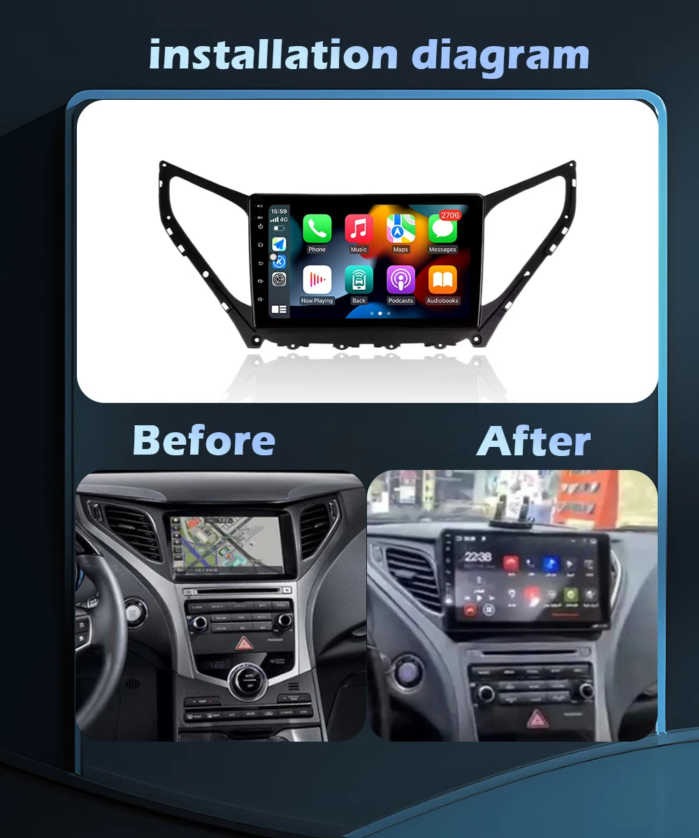 Wireless CarPlay For Hyundai Azera 2014 -2018 Android 16 Car Radio Multimedia Video Player