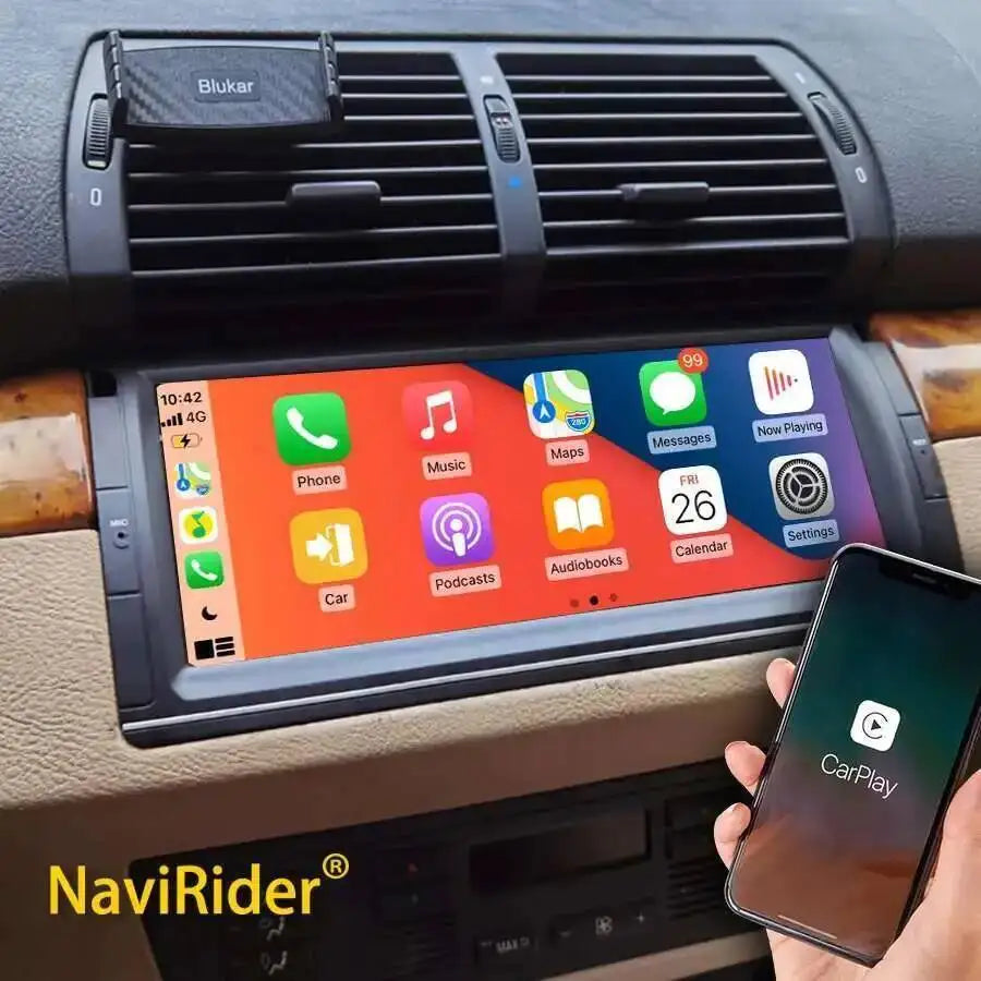 8G+256GB 2DIN DSP Bluetooth 4G GPS Navi Carplay Android 15 Qled Screen For BMW 5 E39 X5 E5