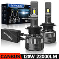 BEVINSEE H7 LED Headlight Bulbs CANbus 120W 22000LM for VW for Golf 5/6/7/8 for Audi A3 A4