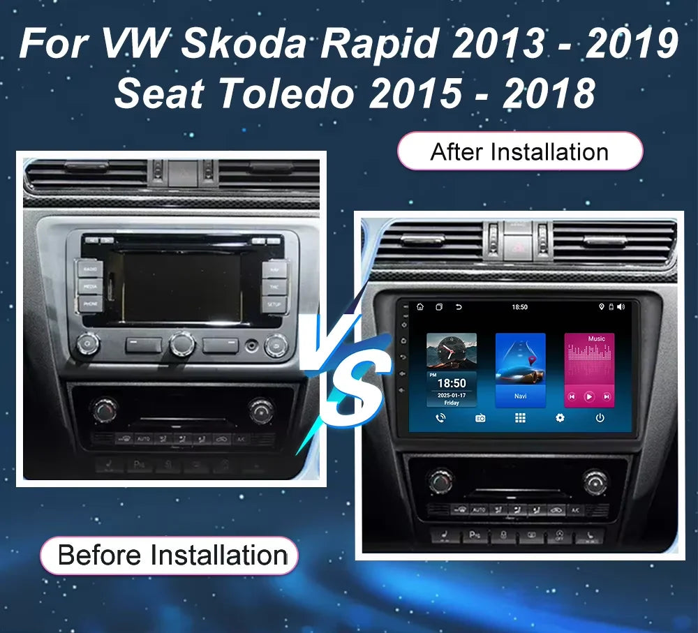 Android 16 Carplay Car Radio For VW Skoda Rapid 2013 2014 2015 2016 2017 2018 2019 Seat To