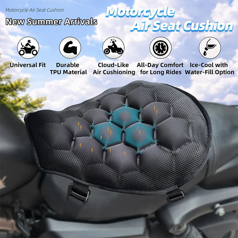 Motorcycle Gel Seat Cushion Motorcycle Seat Cushion 3D Honeycomb Anti-slip Moto Pressure Relief  - Automotive LED Light