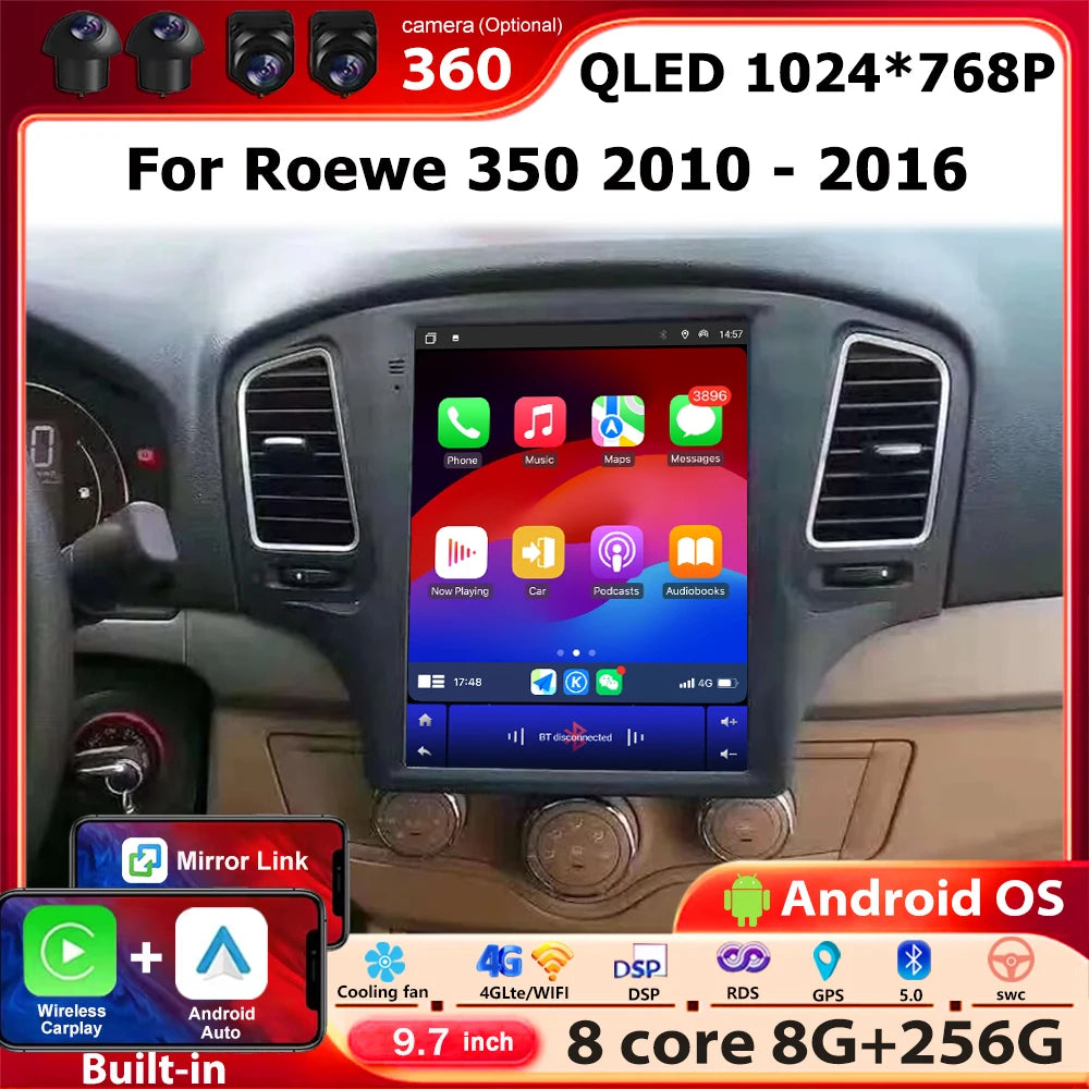 Car Radio Multimedia Video Player GPS Navigation Stereo For Roewe 350 2010 - 2016 Android
