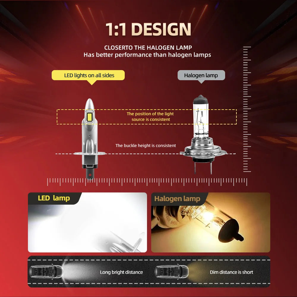 2/4Pcs 160W LED Headlight Bulbs CSP Chips H1 6000K Car Lights 12V For Volkswagen Beetle 19
