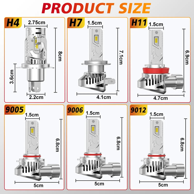 H11 LED CANBUS Headlight H10 9005 HB3 9006 HB4 9012 HIR2 LED Car Headlight Bulb 360 degree