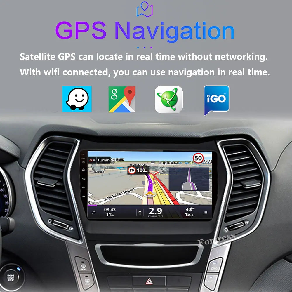 For Hyundai Santa Fe 3 2013 - 2016 Carplay Auto 4G+WIFI GPS Car Radio Navigation Multimedi