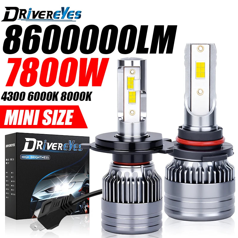 7800W H4 H7 LED Headlight Canbus 8600000LM H11 H1 9005 HB3 H8 H9 9006 HB4 9012 HIR2 4300K
