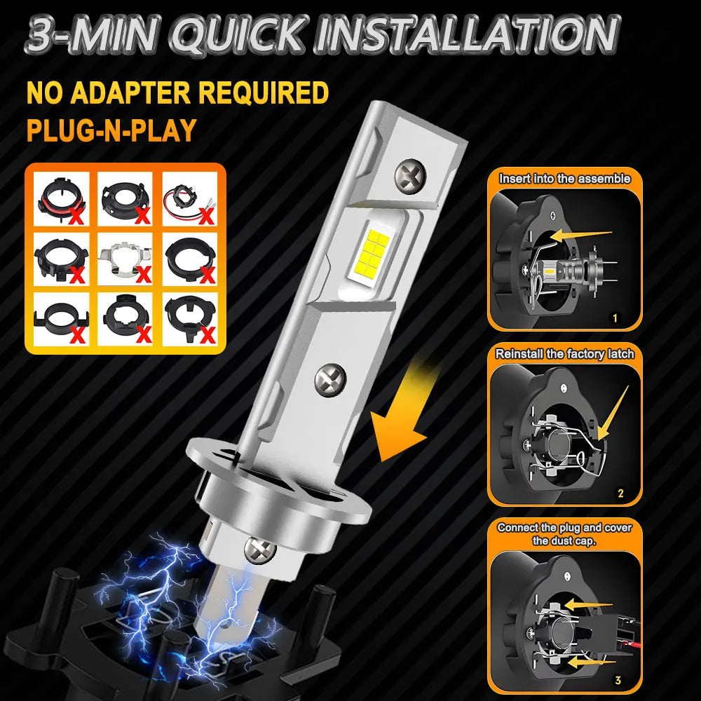 H1 LED Headlights 1000W Canbus No Error H1 LED Auto Fog Lamps CSP Chip Wireless 1:1 Size L