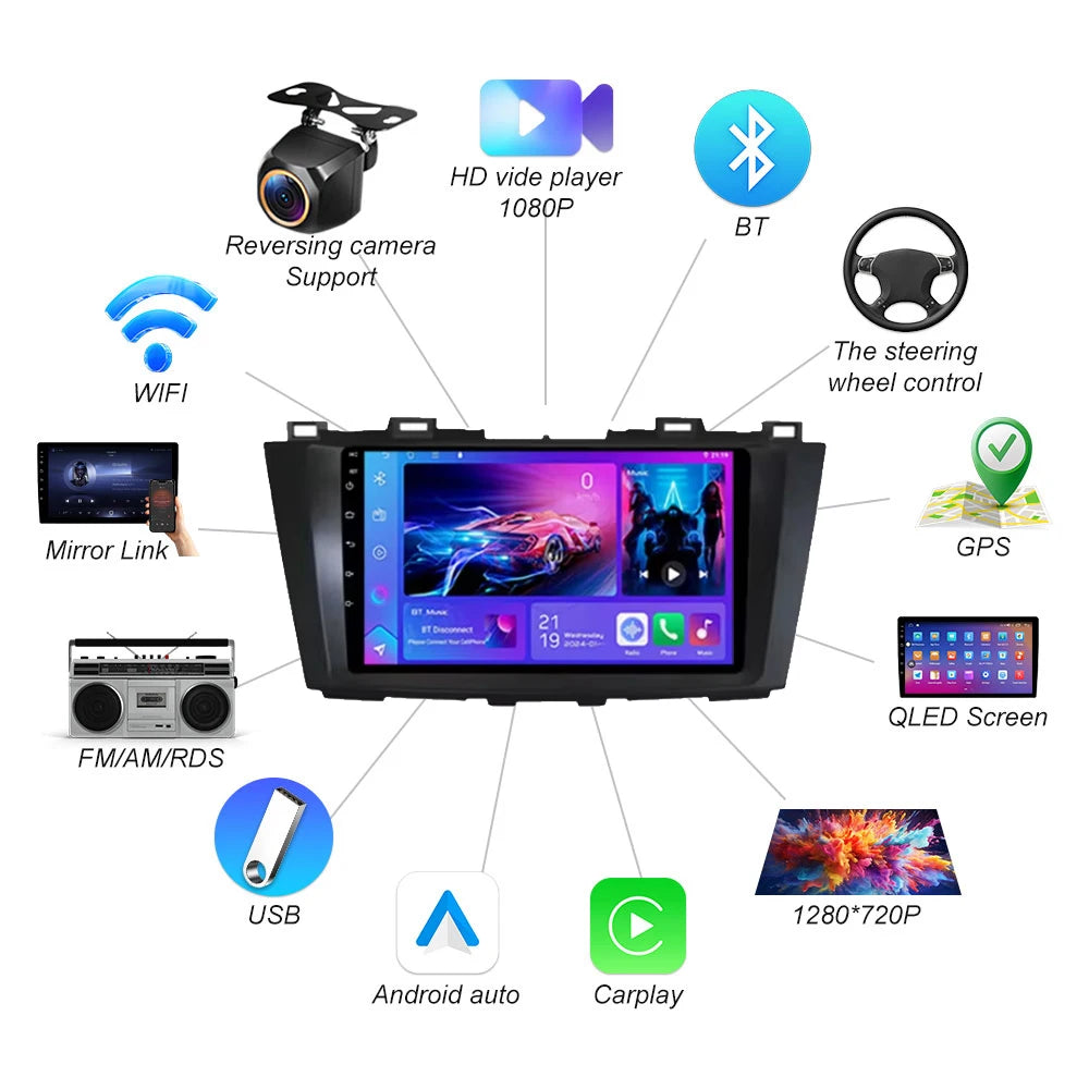 Android 16 For Mazda 5 Cw 2010 2011 2012 2013 2014 2015 Carplay Auto Video Stereo Multimed | AUTOKITSHOP