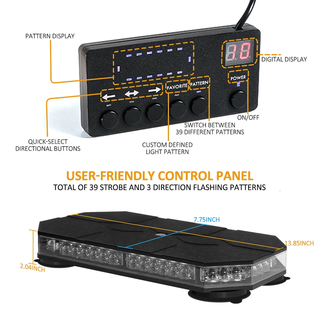 12V 24V Car Roof Top Strobe Lights Emergency Warning 42 LED Safety Magnetic Mount Truck Am | AUTOKITSHOP