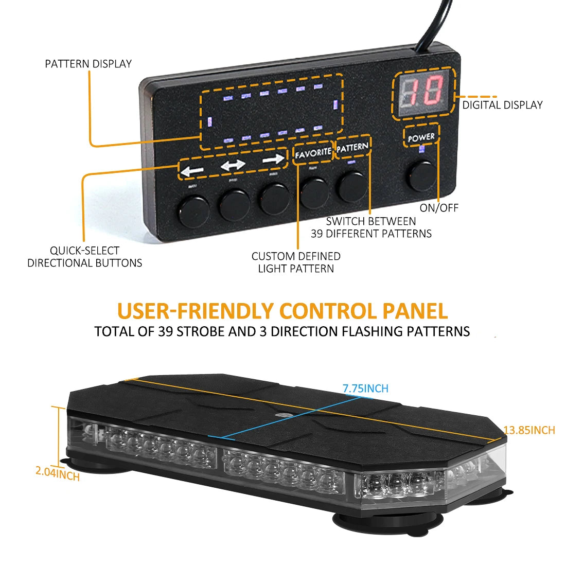 12V 24V Car Roof Top Strobe Lights Emergency Warning 42 LED Safety Magnetic Mount Truck Am | AUTOKITSHOP