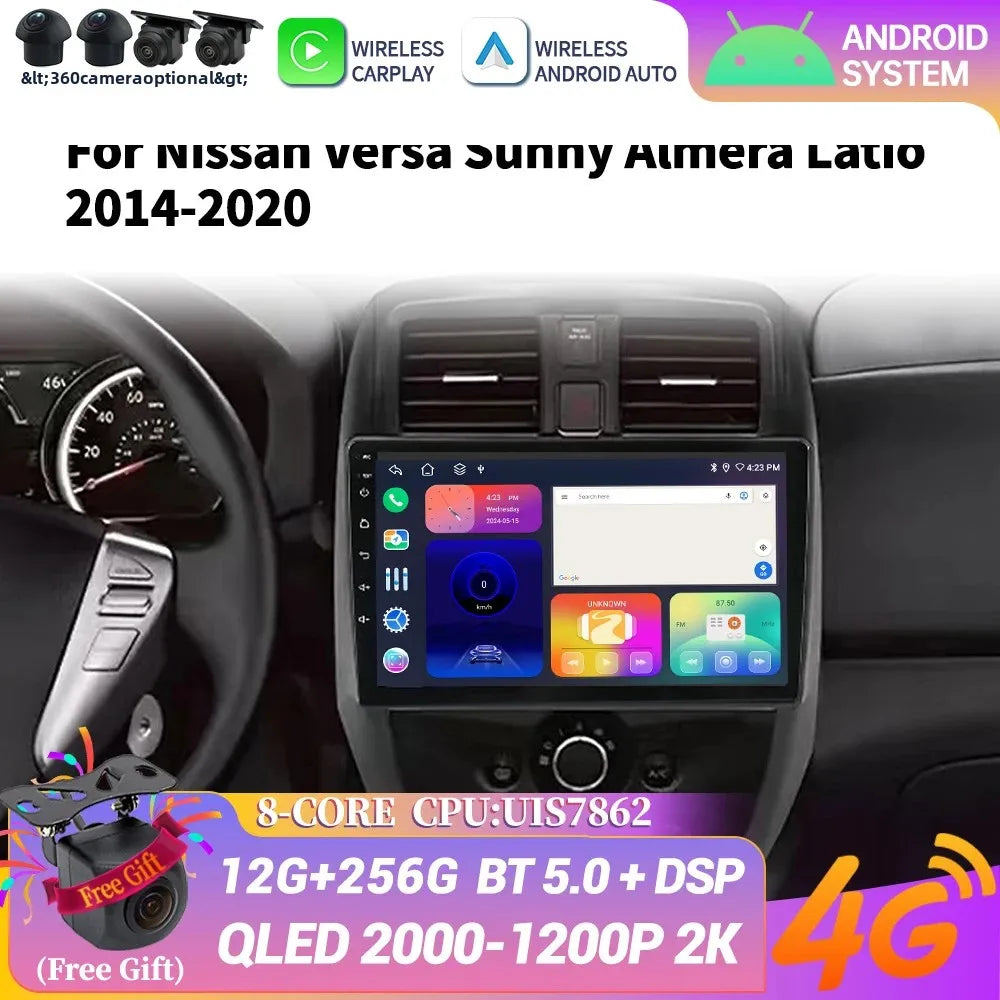 Android 14 For Nissan Versa Sunny Almera Latio 2014-2020 Car Radio Multimedia Stereo Andro